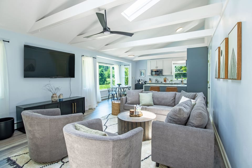 Open living and dining area