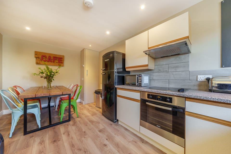 Kitchen with dining area.