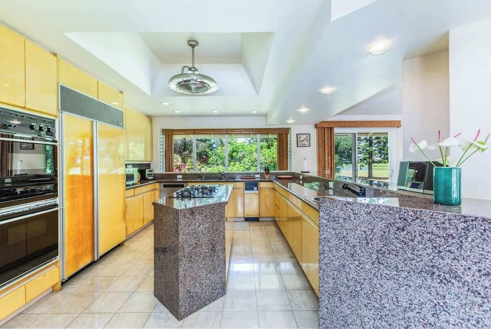Indulge in a chefs dream kitchen with thermador stove /oven , and subzero fridge.
