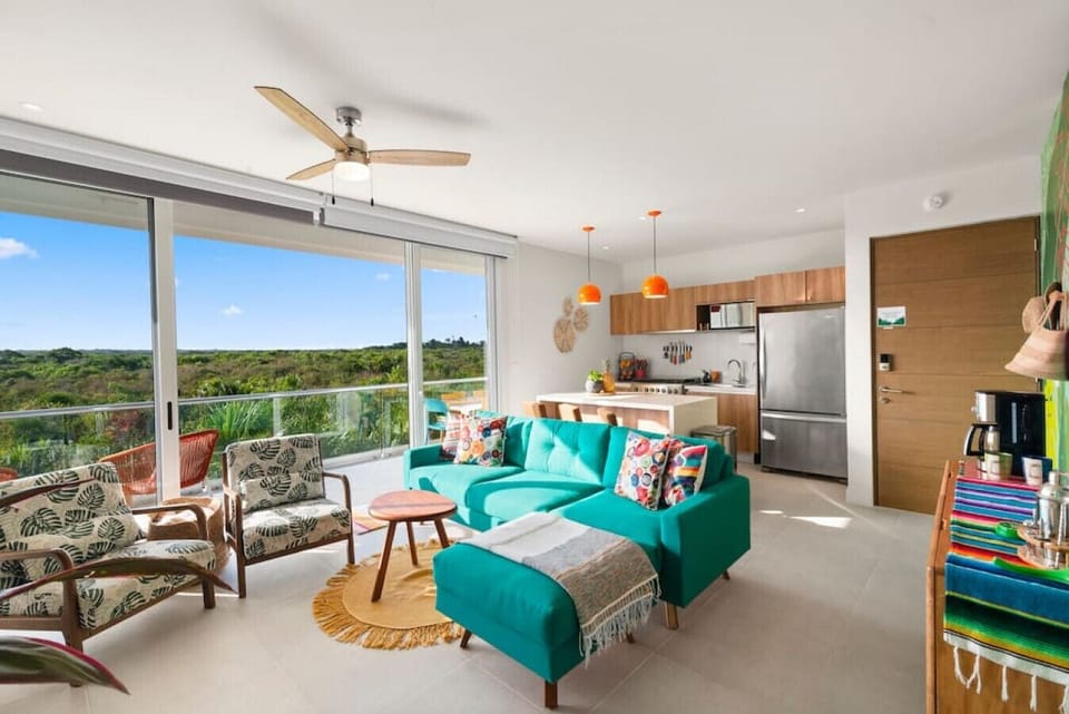 our spacious living room with large balcony, enjoy the views!