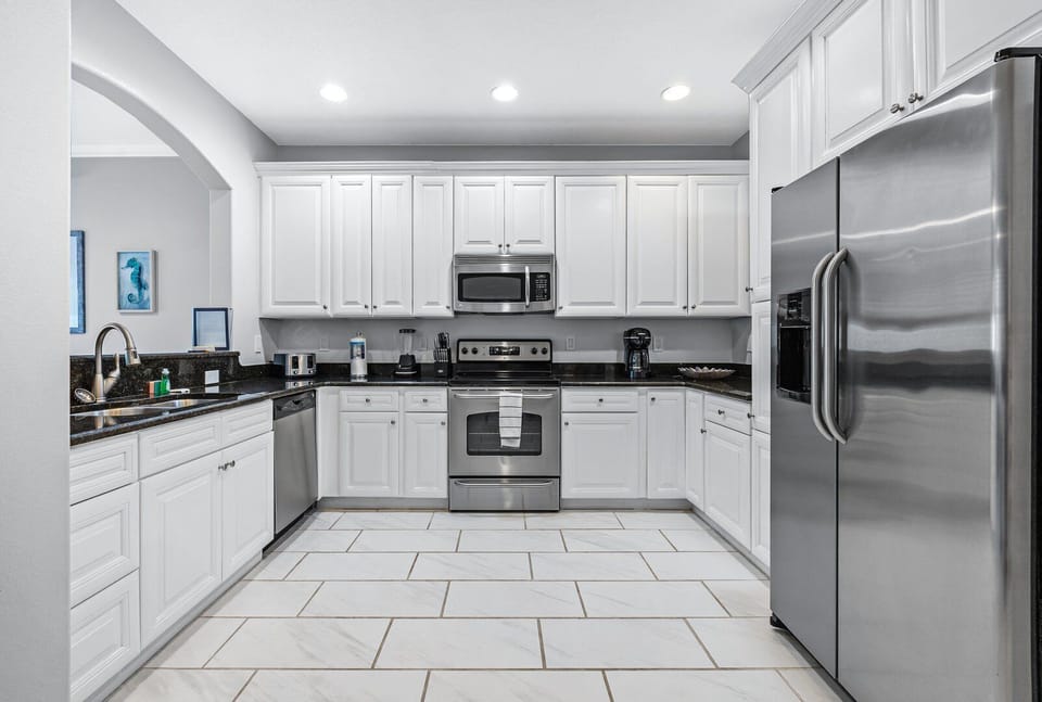 Kitchen with stainless steel appliances!