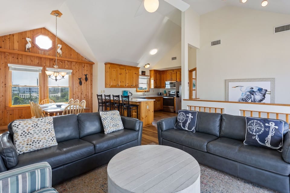 Living area with sound water views