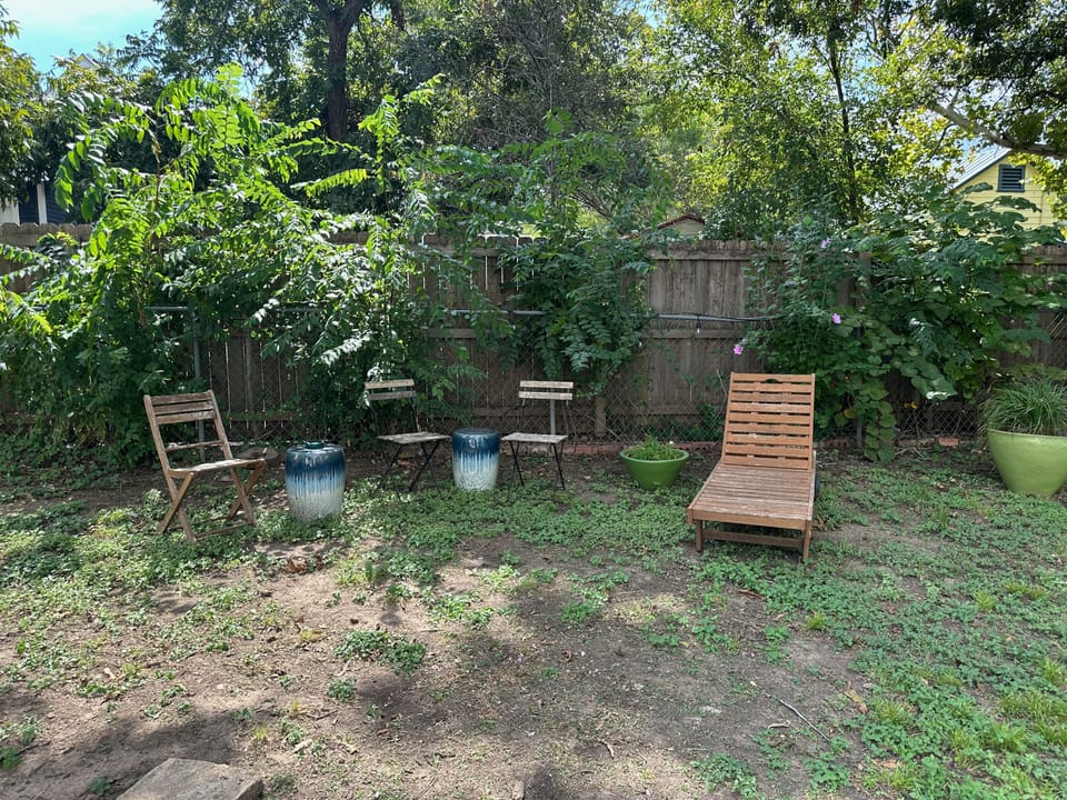 Backyard sitting area. 