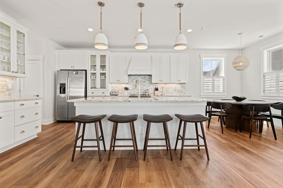Kitchen with Bar Seating on Third Level