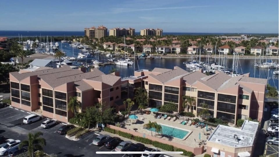 Condo sits at the heart of the marina.