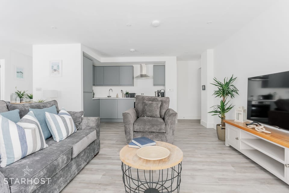This open living space is the social hub of the apartment
