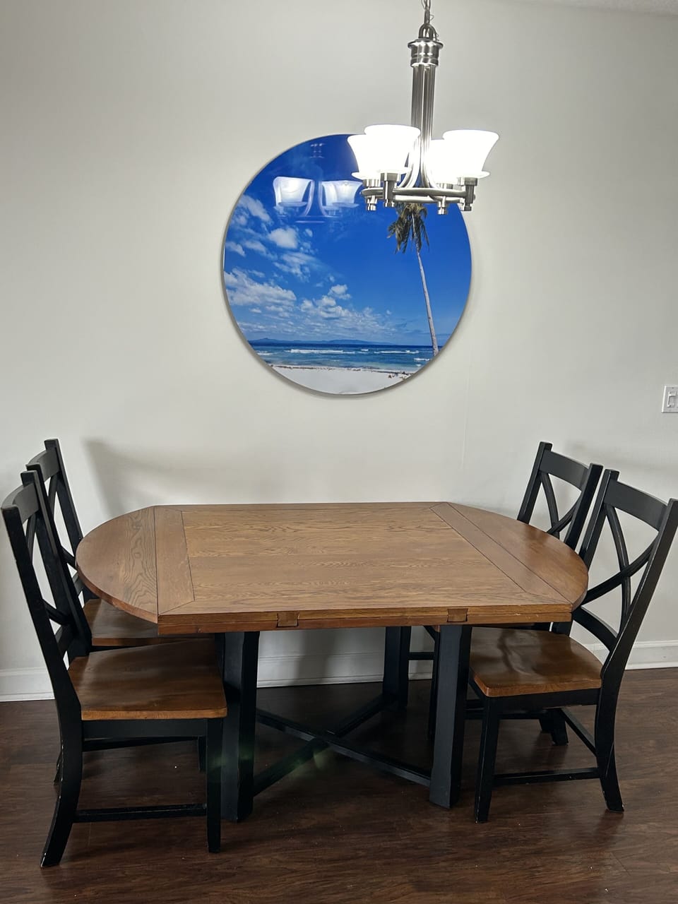 Dining table seats 4 and 2 additional seating barstools