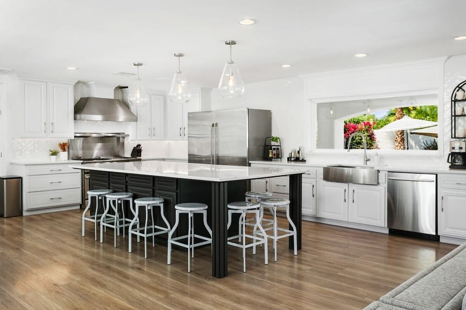 Large fully-stocked kitchen