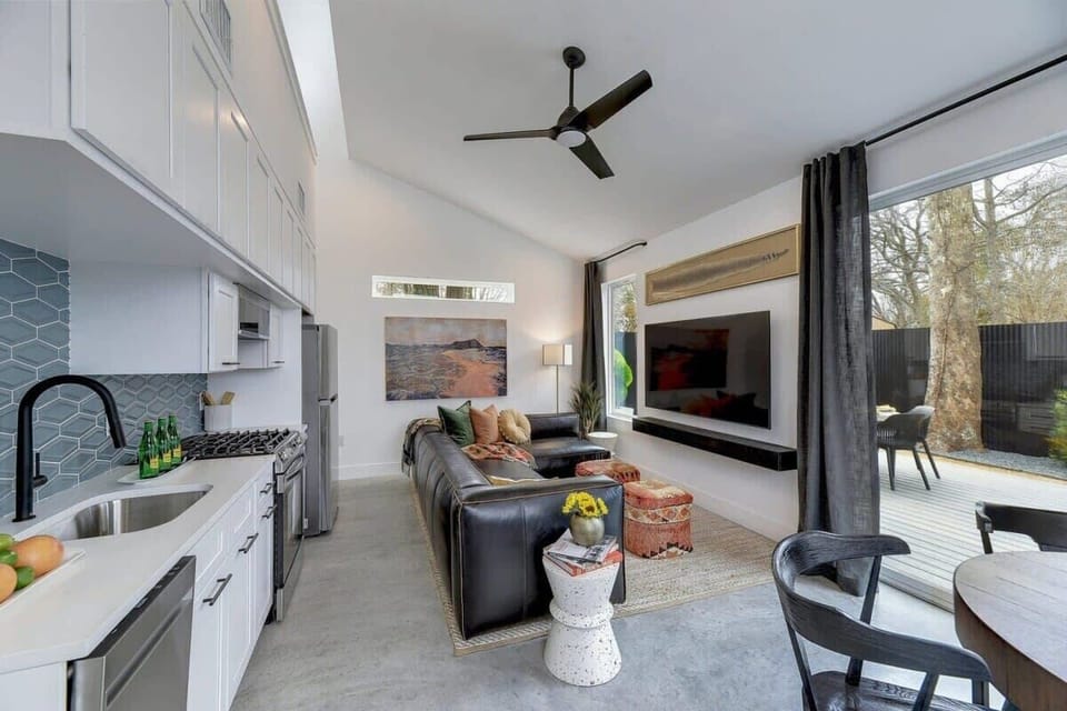 Open concept kitchen and living area