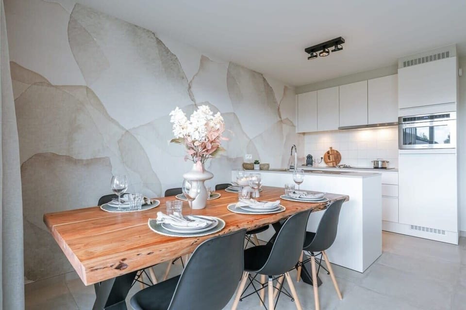 Comfortable seating area with kitchen