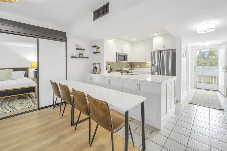 Full kitchen with all major and minor appliances and lots of counter space.