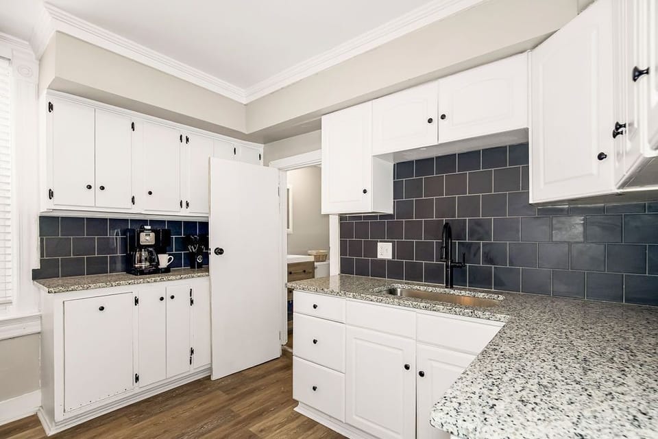 The kitchen is spacious and well equipped.