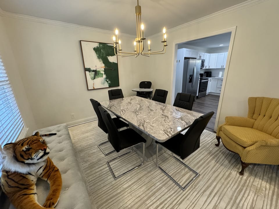 Dining room with a high chair