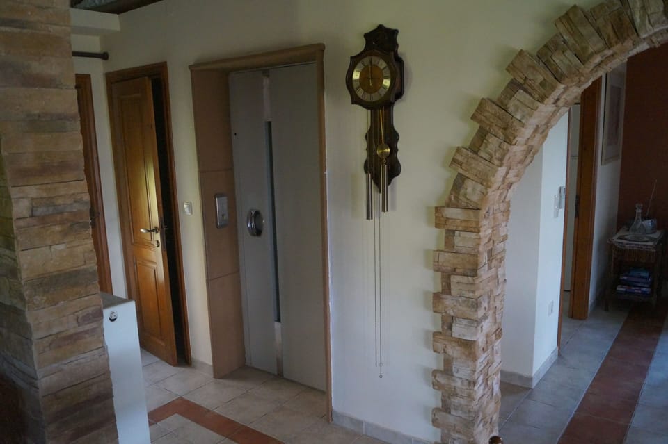 The elevator connects all three levels for disabled people 