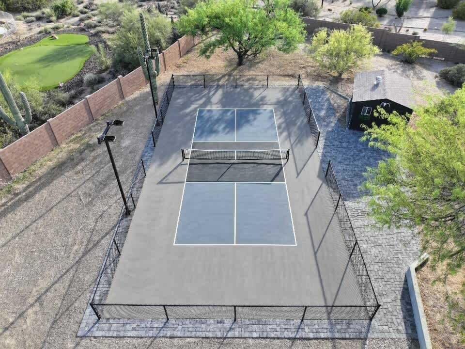 Enjoy our private professional pickleball court at the house! We added more space around the court than a standard court to give players even more room when playing! For the pickleball lovers, this court was designed and installed for professionals.