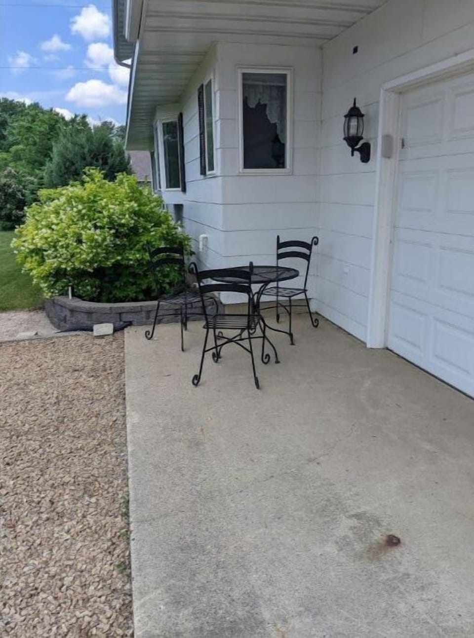 One of the multiple outdoor sitting areas