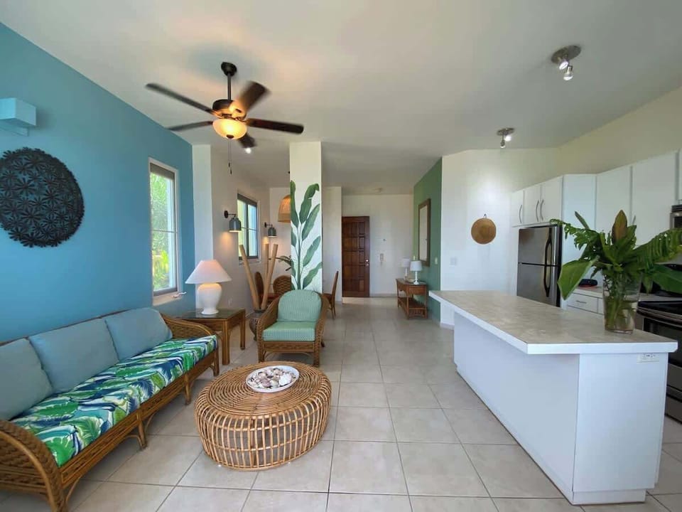 Open-plan living area of Villa 1.