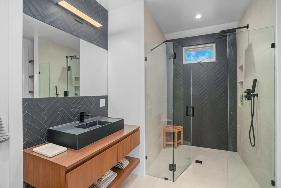 Primary 2 private bath with large shower and private toilet 