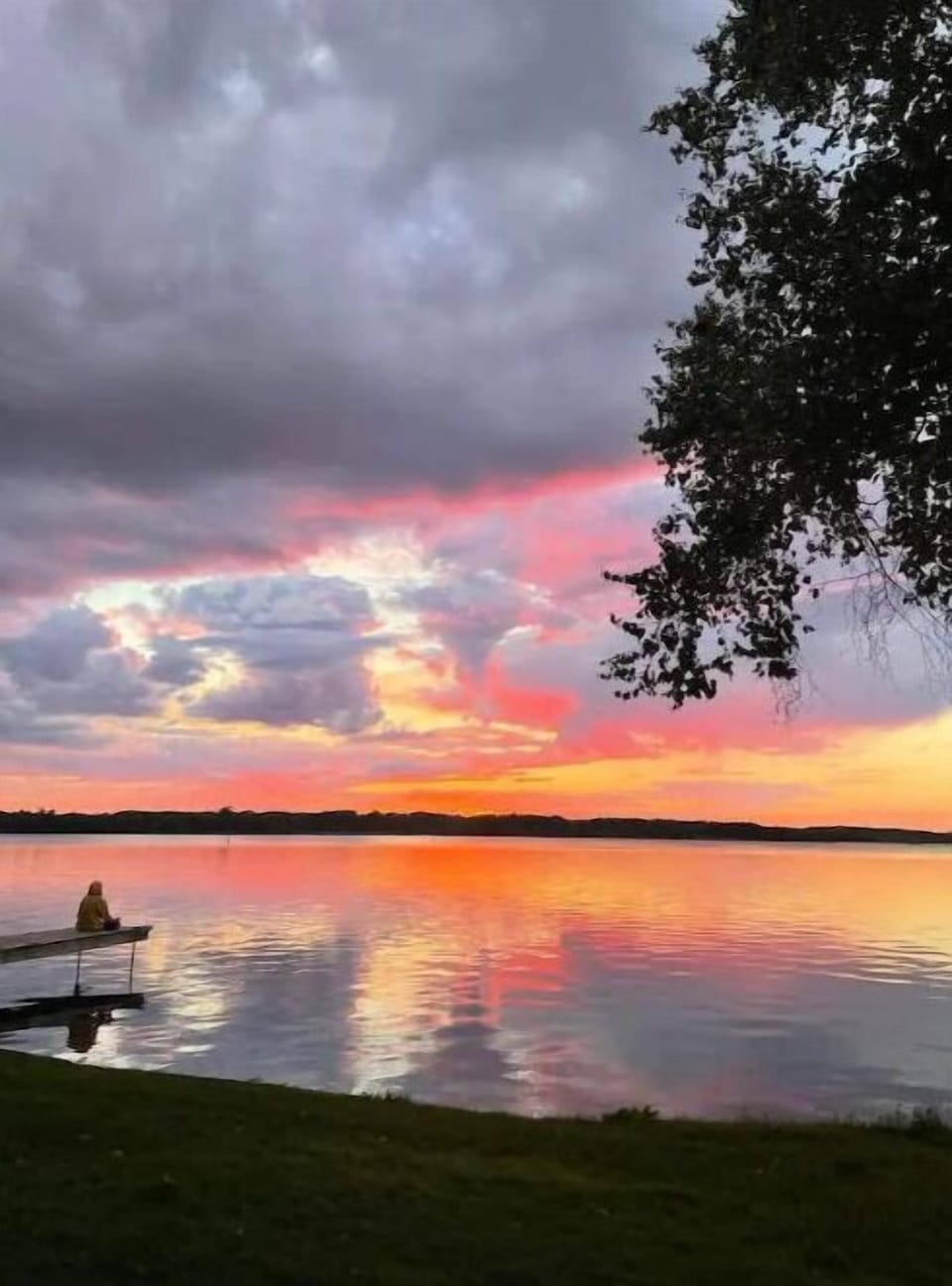 Sunset at the street lake access