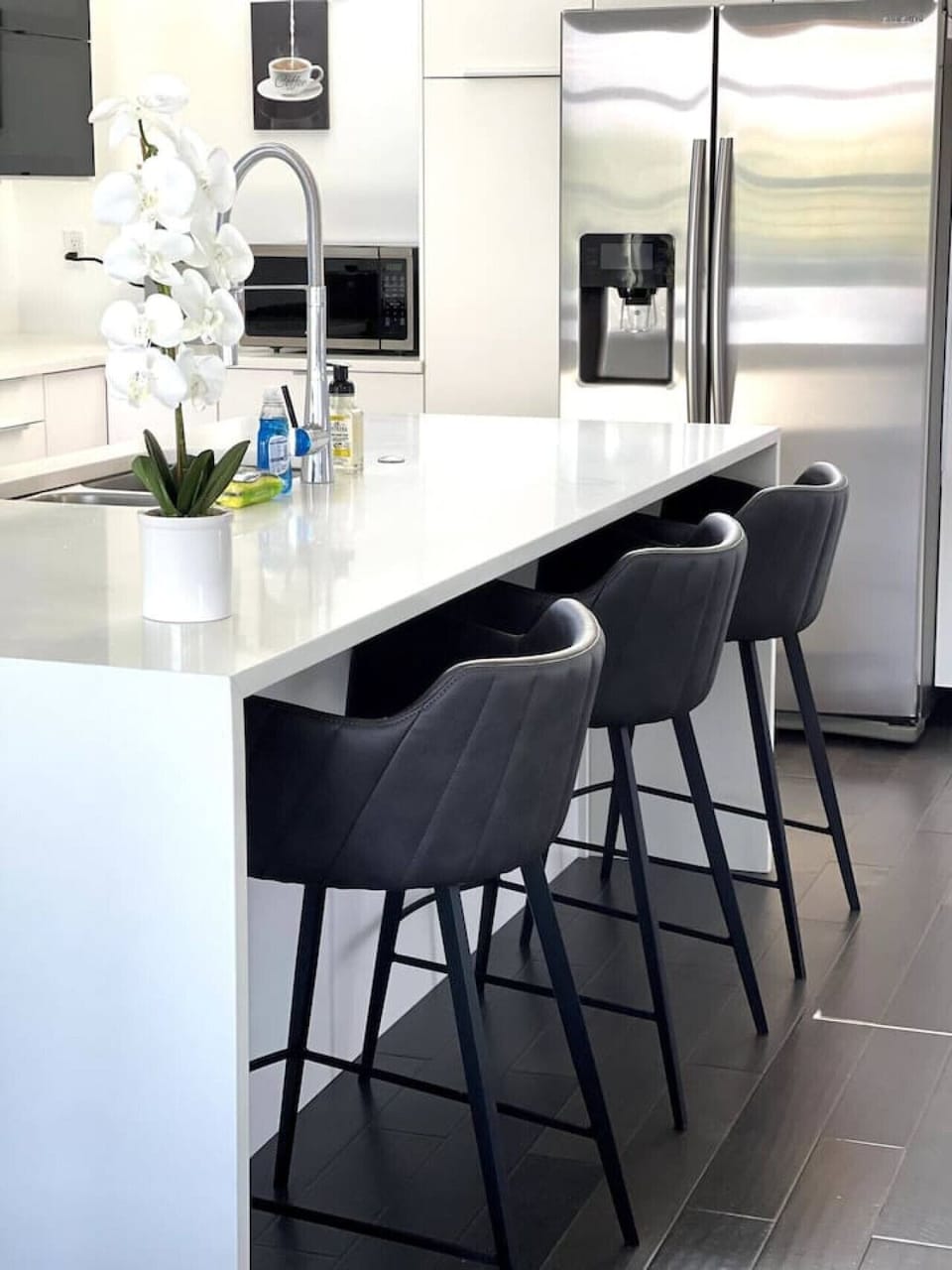 Modern kitchen with sleek island seating