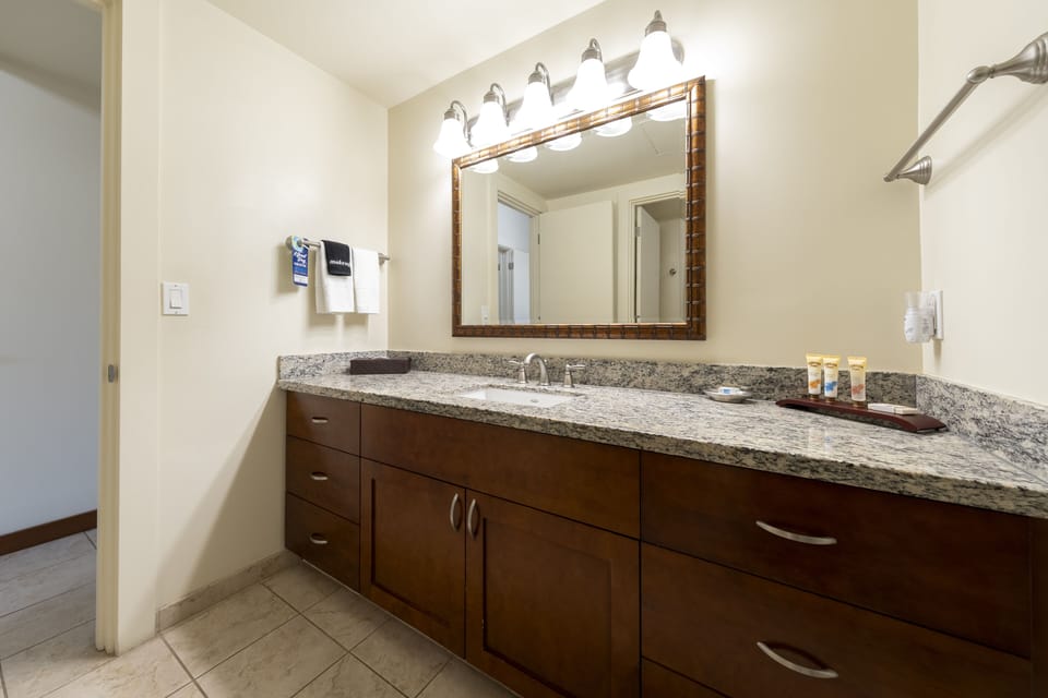 Refresh after adventures with a clean tub-and-shower combo.