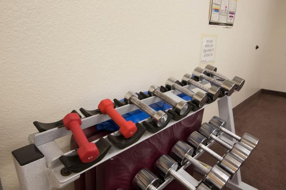 Keep routines on track with free weights ready anytime.
