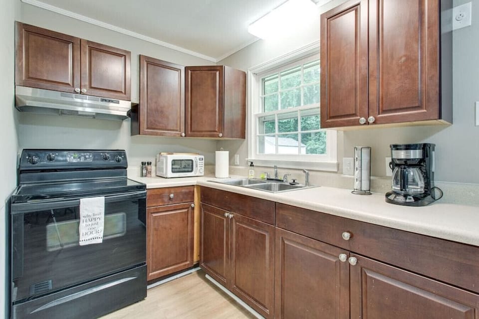 The kitchen with a coffee pot.