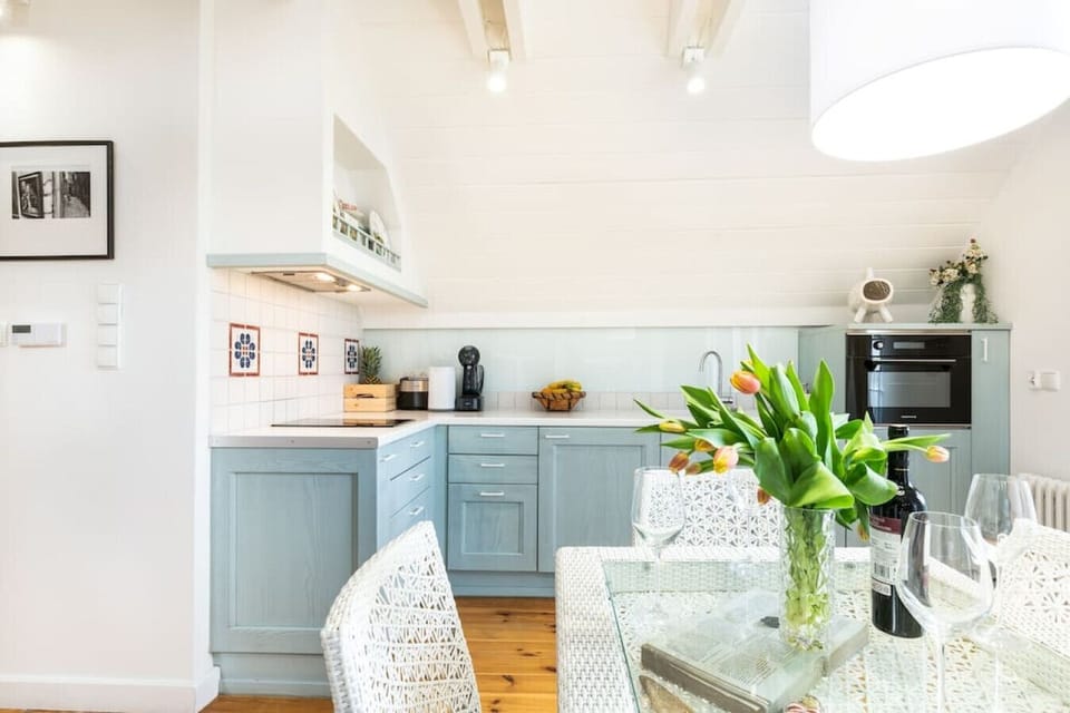 Dining table and kitchen