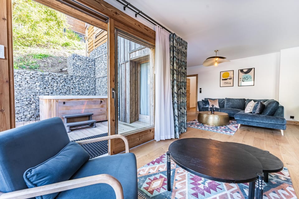 view to deck and hot tub

