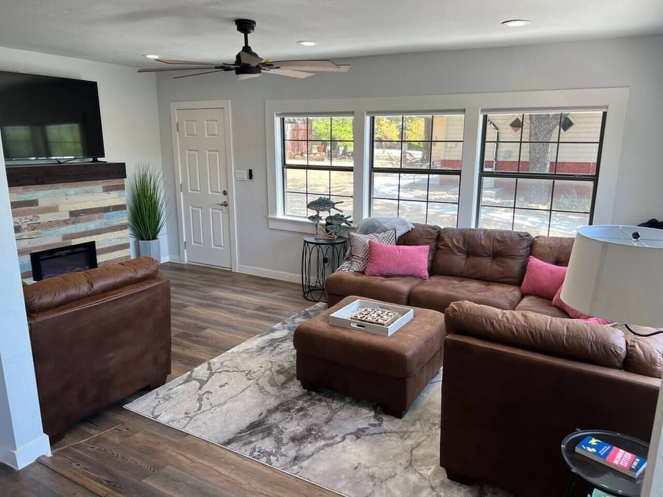 Living area with sectional and chaise