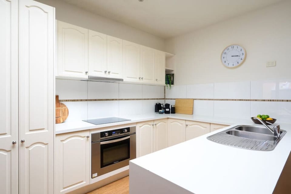 A home away from home with everything you need - oven, stove top, fridge, toaster, kettle, blender and coffee maker.