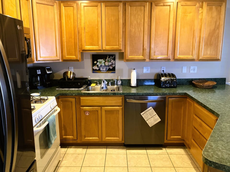 Kitchen is equipped with service for twelve and all required basic equipment