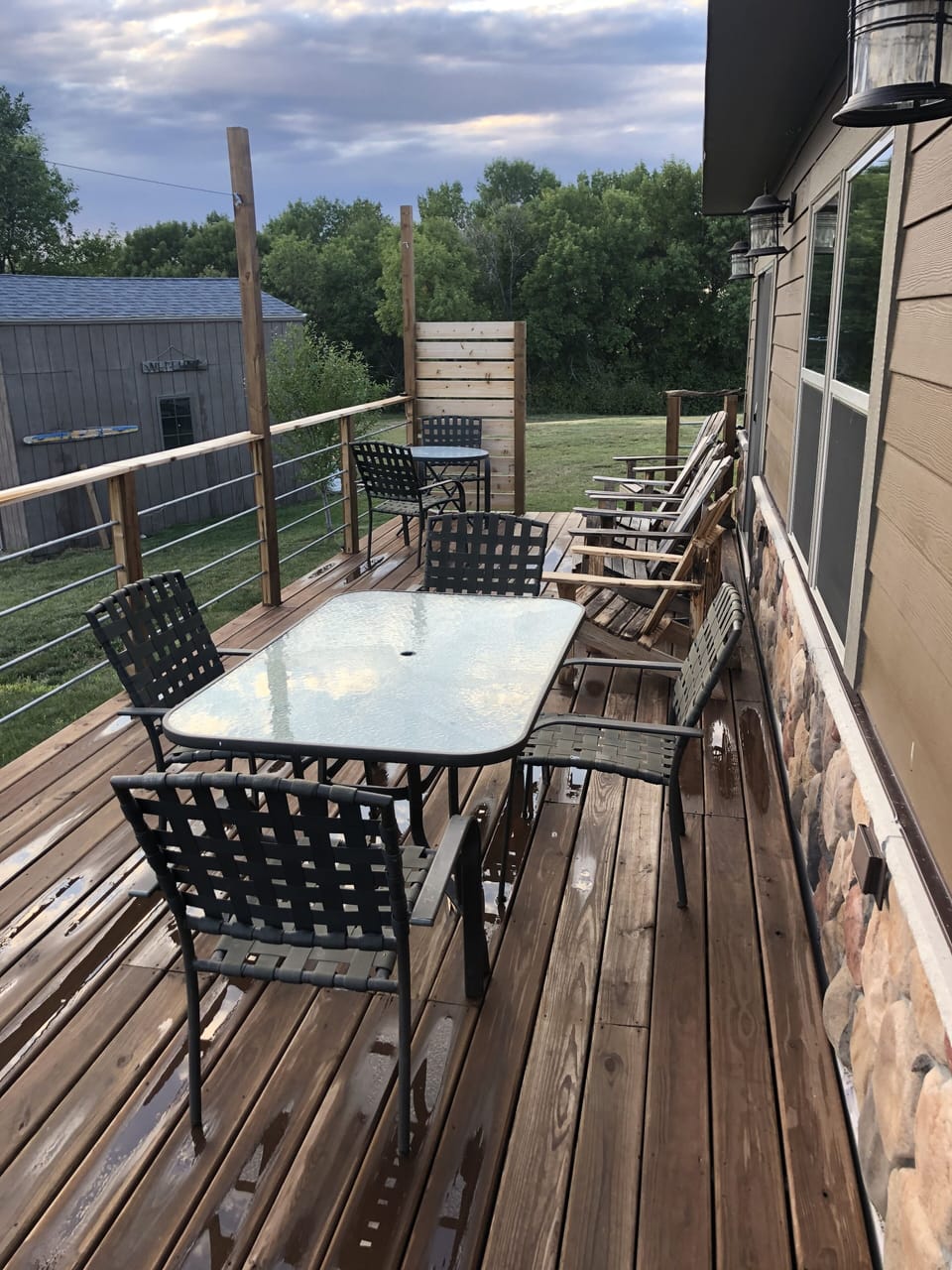 spacious deck overlooking the lake.  Propane grill located on deck.