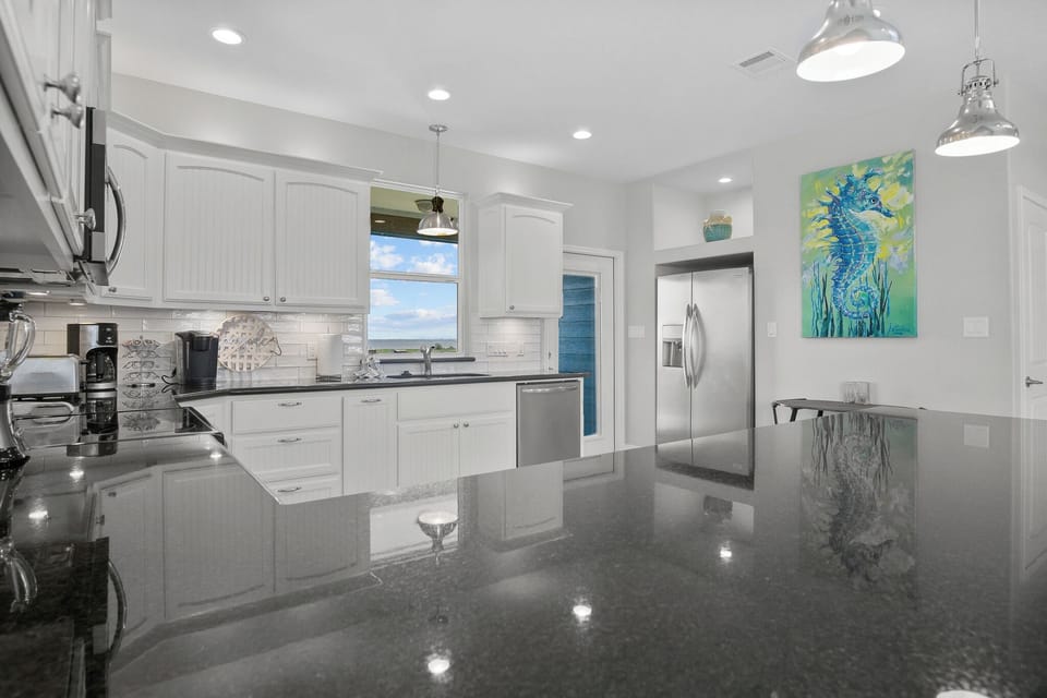 View of the kitchen from the living room.