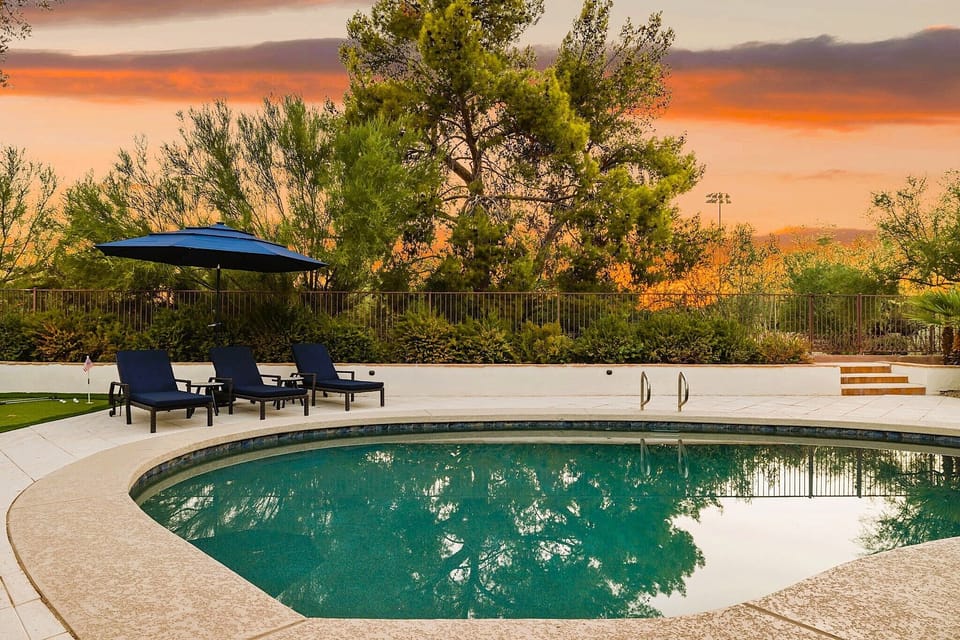 Poolside at Scottsdale golden hour — heated to 85–90°F.

