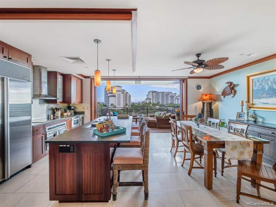 Kitchen/Living room affords you the amazing views of the ocean and mountains.