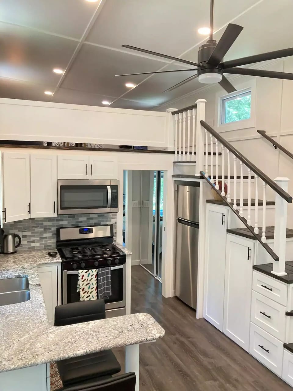 Gas stove with oven , microwave and refrigerator