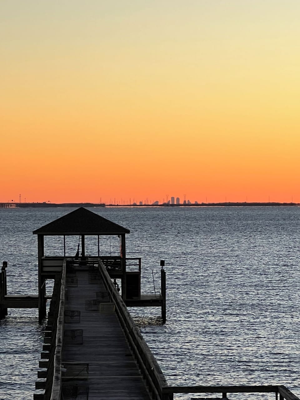 You can see the New Orleans skyline from the pier