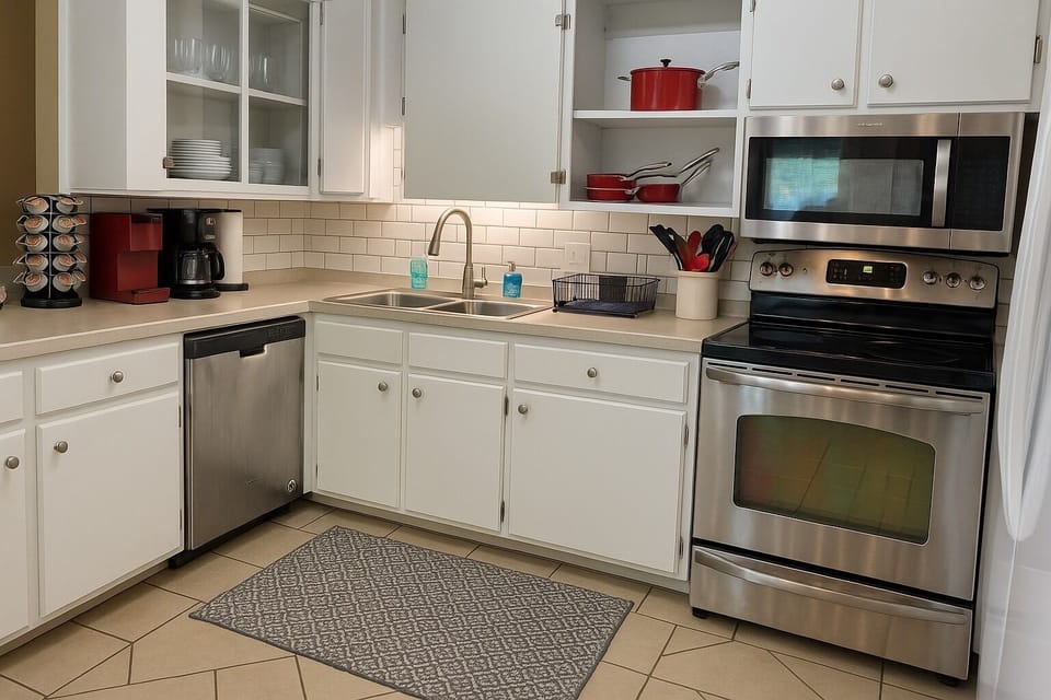 This beautiful home features a fully equipped kitchen. 