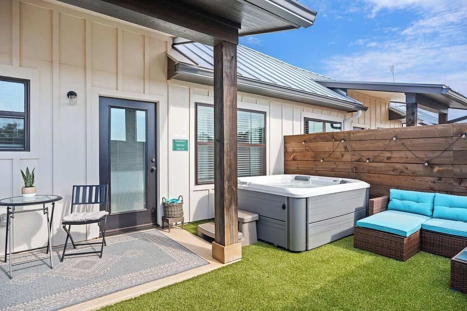 Enjoy the sunset on the covered patio.