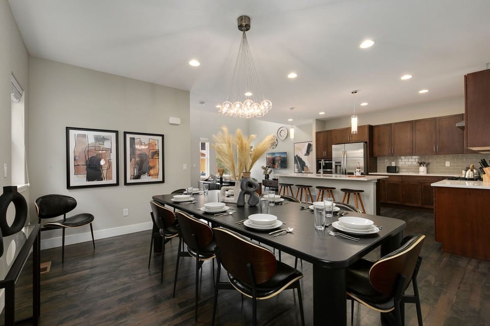 Dining Area w/ Fireplace | Comfortably seats 10!