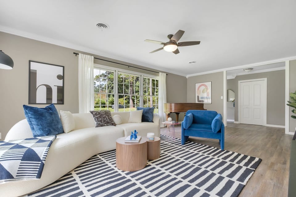 Living room with modern organic interior