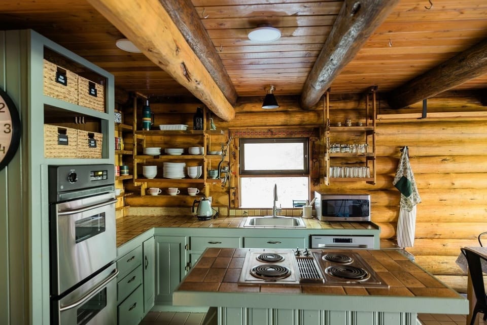 Indoors, Hardwood, Stained Wood, Kitchen, Sink