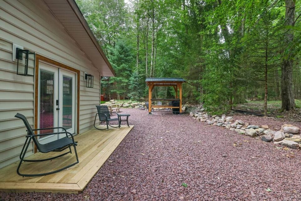 Right off the living room is easy access to the backyard.