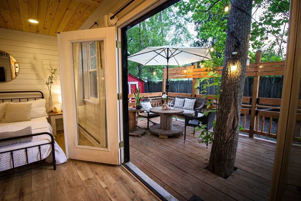 Main living space can be opened directly to deck. 