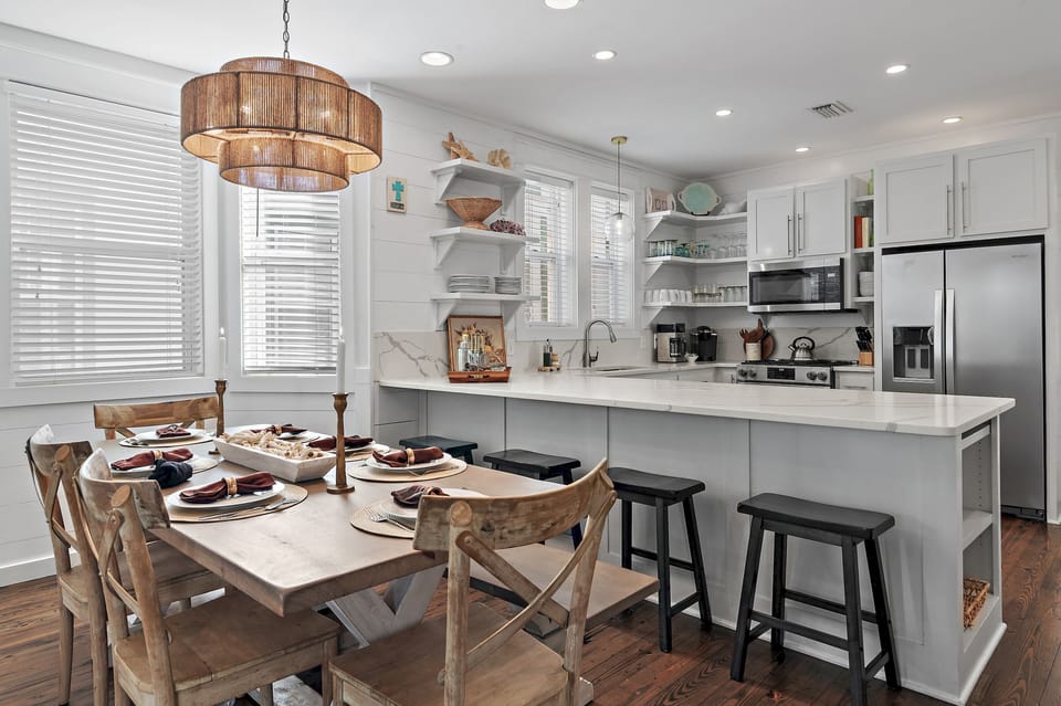 Enjoy a meal with the well stocked kitchen