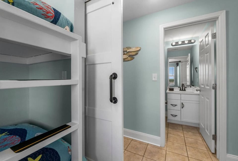 Bunk Area with Twin Size Bunk Bed and Single Twin Size Bed