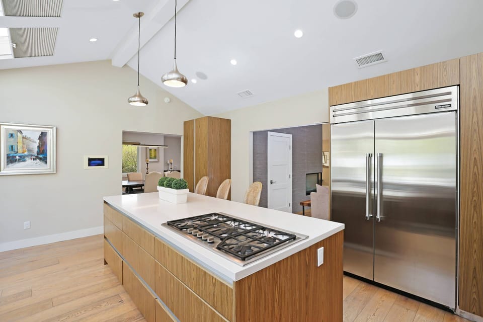 Modern appliance dot the kitchen for your use