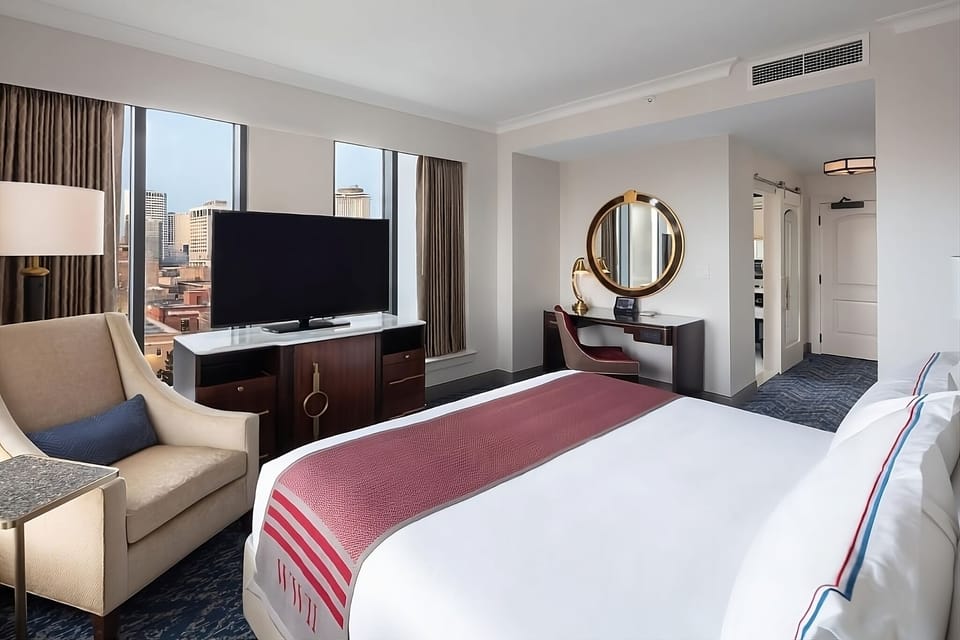 Settle in with a movie night and glowing city lights.
