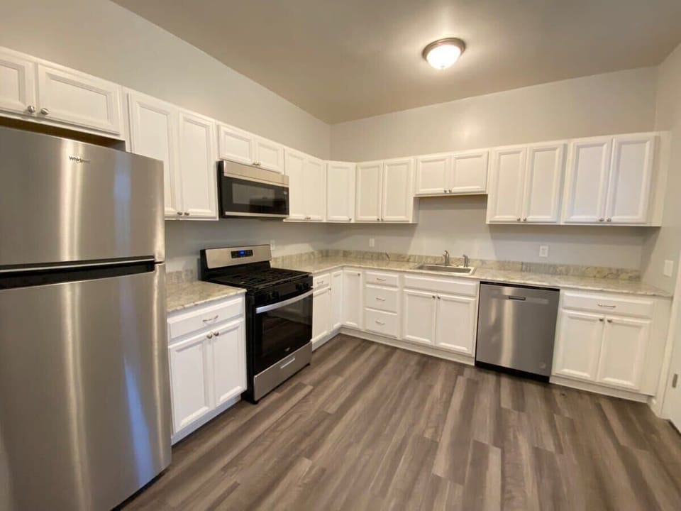 Includes a toaster, drip coffee pot and all cooking utensils and much more! You will find all the cleaning supplies you will need under the sink.